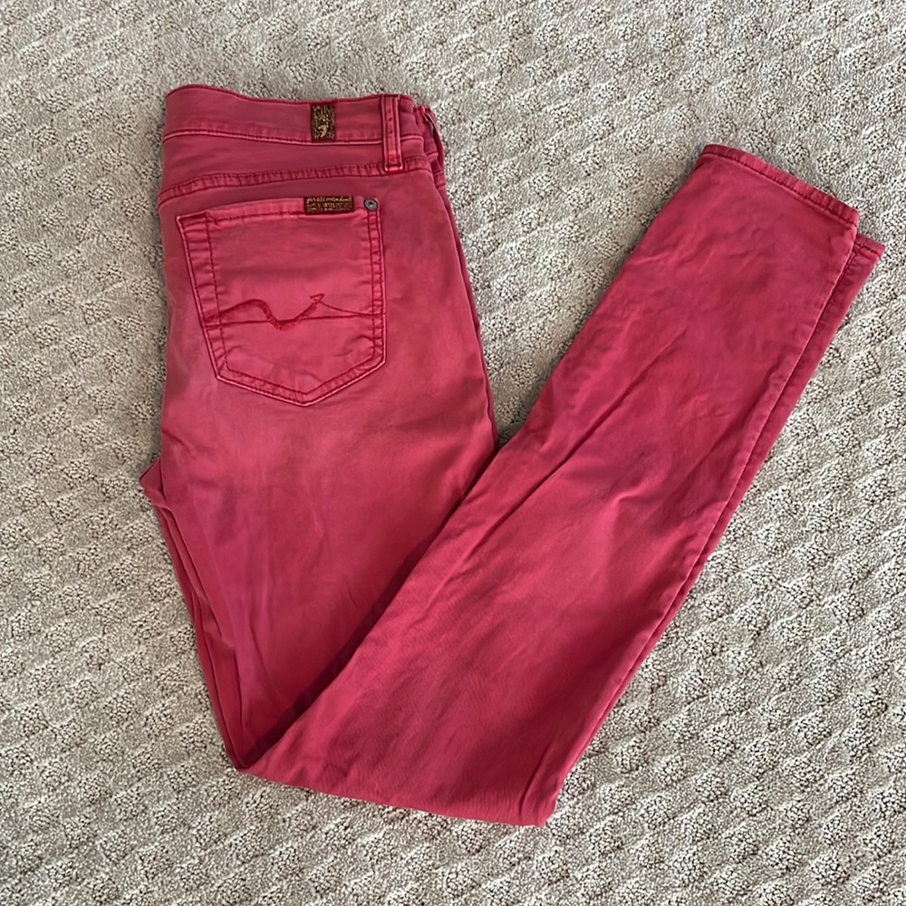 7 For All Mankind Red Skinny Jeans